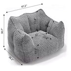 TUYOHW Poltrona Sacco Oversize da 47 Pollici, Divano Sacco Quadrato in Schiuma ad Alta Resilienza con Maniglia e Braccioli, Divano da Terra in Ciniglia per Soggiorno