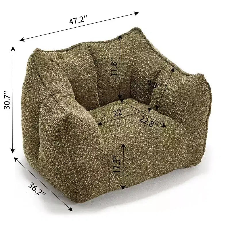 TUYOHW Poltrona Sacco Oversize da 47 Pollici, Divano Sacco Quadrato in Schiuma ad Alta Resilienza con Maniglia e Braccioli, Divano da Terra in Ciniglia per Soggiorno