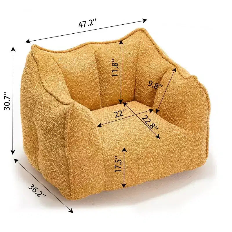 TUYOHW Poltrona Sacco Oversize da 47 Pollici, Divano Sacco Quadrato in Schiuma ad Alta Resilienza con Maniglia e Braccioli, Divano da Terra in Ciniglia per Soggiorno