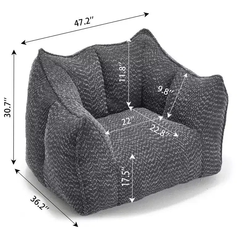 TUYOHW Poltrona Sacco Oversize da 47 Pollici, Divano Sacco Quadrato in Schiuma ad Alta Resilienza con Maniglia e Braccioli, Divano da Terra in Ciniglia per Soggiorno