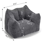 TUYOHW Poltrona Sacco Oversize da 47 Pollici, Divano Sacco Quadrato in Schiuma ad Alta Resilienza con Maniglia e Braccioli, Divano da Terra in Ciniglia per Soggiorno