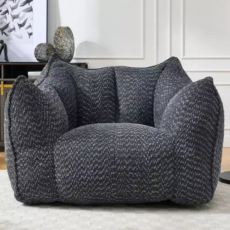 TUYOHW Poltrona Sacco Oversize da 47 Pollici, Divano Sacco Quadrato in Schiuma ad Alta Resilienza con Maniglia e Braccioli, Divano da Terra in Ciniglia per Soggiorno