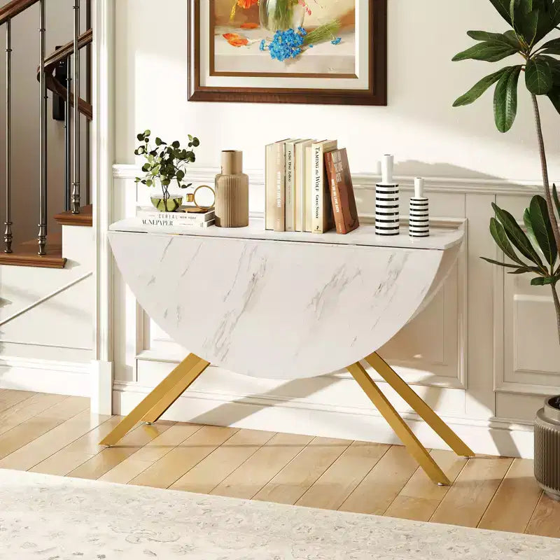 Tavolo da pranzo pieghevole Costway Tavolo da cucina rotondo allungabile da 120 cm con ante a ribalta per la casa