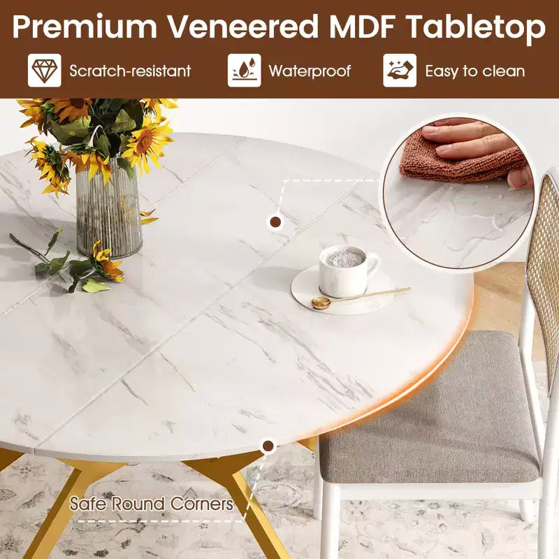 Tavolo da pranzo pieghevole Costway Tavolo da cucina rotondo allungabile da 120 cm con ante a ribalta per la casa