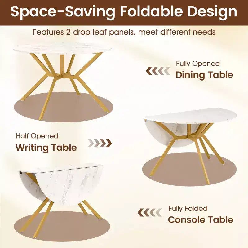 Tavolo da pranzo pieghevole Costway Tavolo da cucina rotondo allungabile da 120 cm con ante a ribalta per la casa