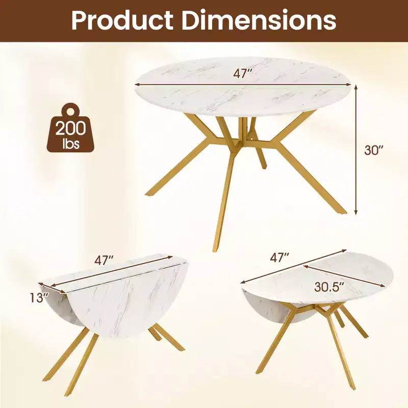 Tavolo da pranzo pieghevole Costway Tavolo da cucina rotondo allungabile da 120 cm con ante a ribalta per la casa