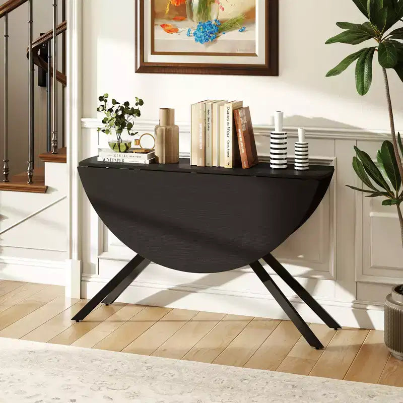 Tavolo da pranzo pieghevole Costway Tavolo da cucina rotondo allungabile da 120 cm con ante a ribalta per la casa