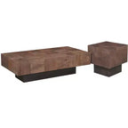 HomeRoots 22 Tavolino/Comodino a blocco quadrato in legno massello grigio anticato