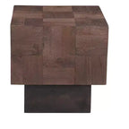 HomeRoots 22 Tavolino/Comodino a blocco quadrato in legno massello grigio anticato