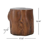 Christopher Knight Home Eamon Tavolino da Patio Tondo Rustico Leggero in Cemento con Design a Ceppo d'Albero