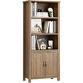Tall Bookcase with Doors, 5-Tier Bookshelf with Adjustable Shelf, Book Shelf, Office Bookshelf with Storage Books Holder Organizer