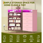Comodino alto a 5 cassetti con guide a chiusura silenziosa, organizer contenitore resistente all'acqua per corridoio, armadio e camera da letto, armadietto dal design sottile salvaspazio