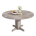 Tavolo da pranzo rotondo GustoWave da 47'' per 4-6 persone, tavolo da cucina rotondo stile rustico con base a piedistallo incrociato - Cucina, Sala da pranzo, Appartamento