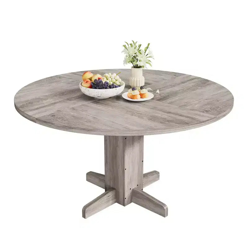 Tavolo da pranzo rotondo GustoWave da 47'' per 4-6 persone, tavolo da cucina rotondo stile rustico con base a piedistallo incrociato - Cucina, Sala da pranzo, Appartamento