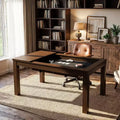 Famapy Walnut Multi-Functional Dining Game Table Convertible Table  Dining, Office & Board Game Station