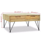 vidaXL Tavolino da caffè 80x80x40 cm in Teak Massello