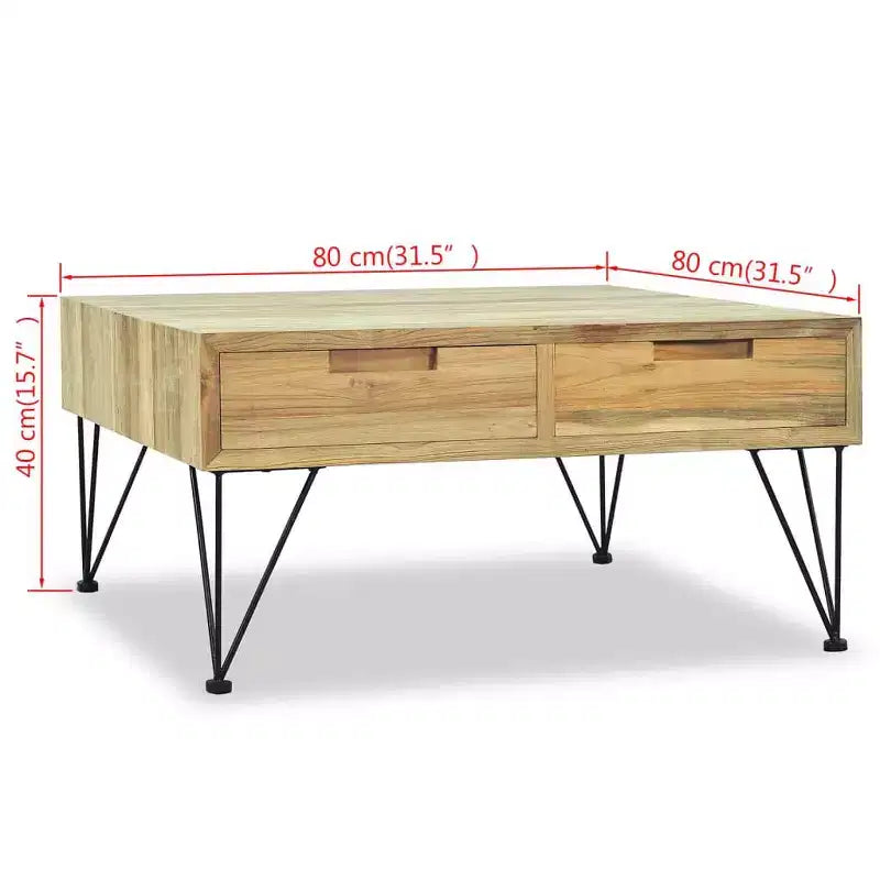 vidaXL Tavolino da caffè 80x80x40 cm in Teak Massello