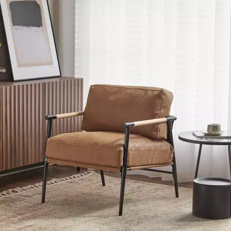 MAYEERTY 27.56 Poltrona moderna, cuscini in peluche, struttura in metallo, soggiorno, ufficio, multicolore