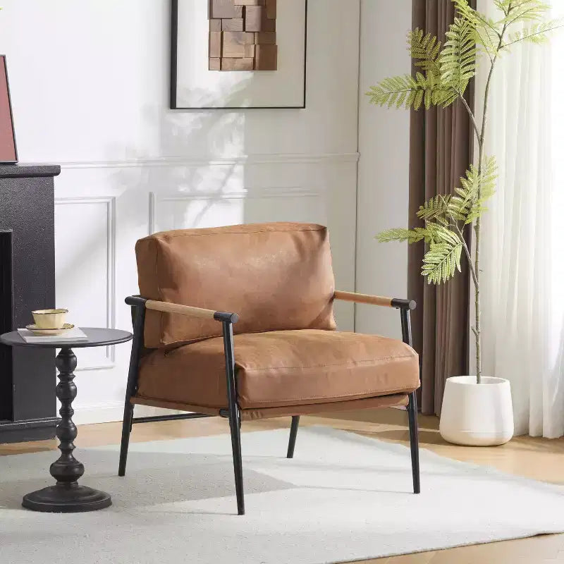 MAYEERTY 27.56 Poltrona moderna, cuscini in peluche, struttura in metallo, soggiorno, ufficio, multicolore