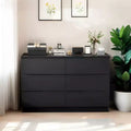 JVNOXK6 Drawer Black Dresser, Modern Bedroom Dresser with Spacious Countertop, Wood Storage Cabinet with Concealed Handles