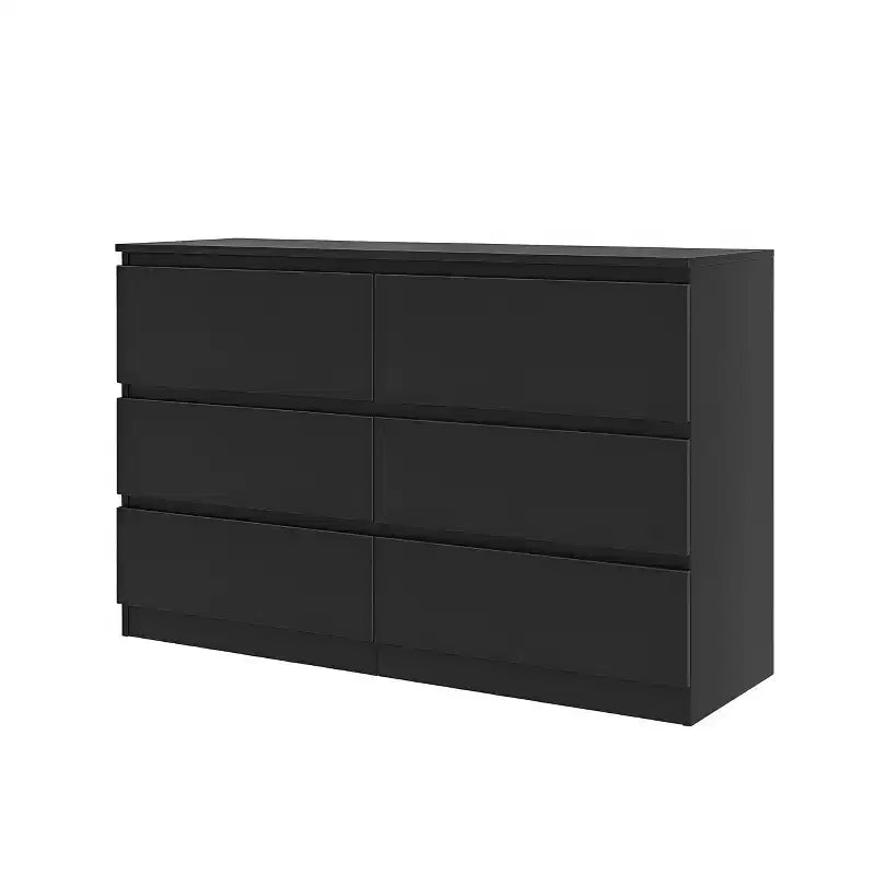 Cassettiera Nera JVNOXK6, Cassettiera Moderna per Camera da Letto con Piano d'Appoggio Spazioso, Armadietto in Legno con Maniglie Nascoste