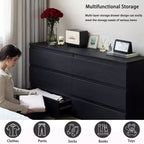 Cassettiera Nera JVNOXK6, Cassettiera Moderna per Camera da Letto con Piano d'Appoggio Spazioso, Armadietto in Legno con Maniglie Nascoste