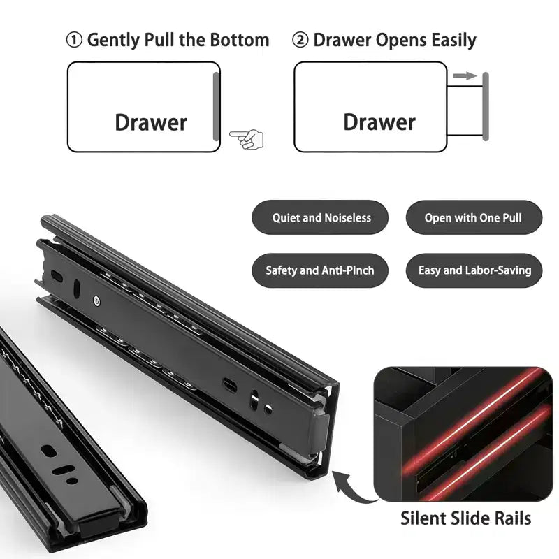 Cassettiera Nera JVNOXK6, Cassettiera Moderna per Camera da Letto con Piano d'Appoggio Spazioso, Armadietto in Legno con Maniglie Nascoste