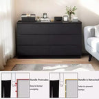 Cassettiera Nera JVNOXK6, Cassettiera Moderna per Camera da Letto con Piano d'Appoggio Spazioso, Armadietto in Legno con Maniglie Nascoste