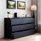 Cassettiera Nera JVNOXK6, Cassettiera Moderna per Camera da Letto con Piano d'Appoggio Spazioso, Armadietto in Legno con Maniglie Nascoste