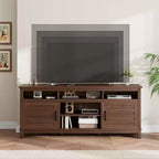 Mobile TV Coolmee 70.9, Centro di Intrattenimento con Ripiani Regolabili, Mobile TV in Stile Rustico con Ante, per Soggiorno, Camera da Leto