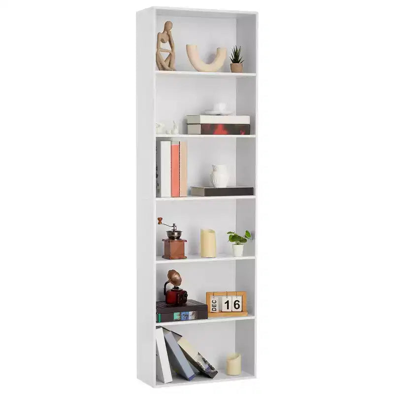 Libreria aperta a 6 livelli, Scaffali per libri rustici in stile colonico, Ampia organizzazione per lo stoccaggio, Organizza l'ufficio, Costruzione durevole e resistente, Facile montaggio