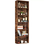 Libreria aperta a 6 livelli, Scaffali per libri rustici in stile colonico, Ampia organizzazione per lo stoccaggio, Organizza l'ufficio, Costruzione durevole e resistente, Facile montaggio