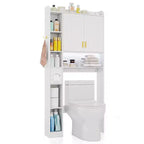 Costway Over Toilet Shelf Freestanding Storage Cabinet Above Toilet with 2-Door Cabinet White/Brown/Gray