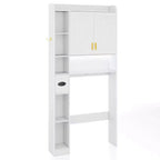 Armadietto sopra il WC Costway con ripiani autoportanti e armadietto a 2 ante sopra il WC, bianco/marrone/grigio