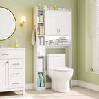 Armadietto sopra il WC Costway con ripiani autoportanti e armadietto a 2 ante sopra il WC, bianco/marrone/grigio