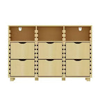 Hitow Mobile Contenitore a Buffet da Fattoria Regolabile con 6 Cassetti, Credenza con Listelli in Legno Massello per Cucina e Sala da Pranzo, Soluzione di Archiviazione per Dispensa