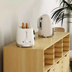 Hitow Mobile Contenitore a Buffet da Fattoria Regolabile con 6 Cassetti, Credenza con Listelli in Legno Massello per Cucina e Sala da Pranzo, Soluzione di Archiviazione per Dispensa