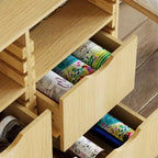 Hitow Mobile Contenitore a Buffet da Fattoria Regolabile con 6 Cassetti, Credenza con Listelli in Legno Massello per Cucina e Sala da Pranzo, Soluzione di Archiviazione per Dispensa