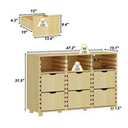 Hitow Mobile Contenitore a Buffet da Fattoria Regolabile con 6 Cassetti, Credenza con Listelli in Legno Massello per Cucina e Sala da Pranzo, Soluzione di Archiviazione per Dispensa