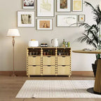 Hitow Mobile Contenitore a Buffet da Fattoria Regolabile con 6 Cassetti, Credenza con Listelli in Legno Massello per Cucina e Sala da Pranzo, Soluzione di Archiviazione per Dispensa