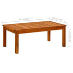 vidaXL Tavolino da Caffè in Legno Massello di Acacia Naturale - 89,9 x 50 x 36 cm