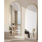 Specchio da Terra Ad Arco a Figura Intera 58x18, Dorato, da Parete per Camera da Letto o Spogliatoio