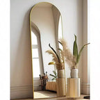 Specchio da Terra Ad Arco a Figura Intera 58x18, Dorato, da Parete per Camera da Letto o Spogliatoio