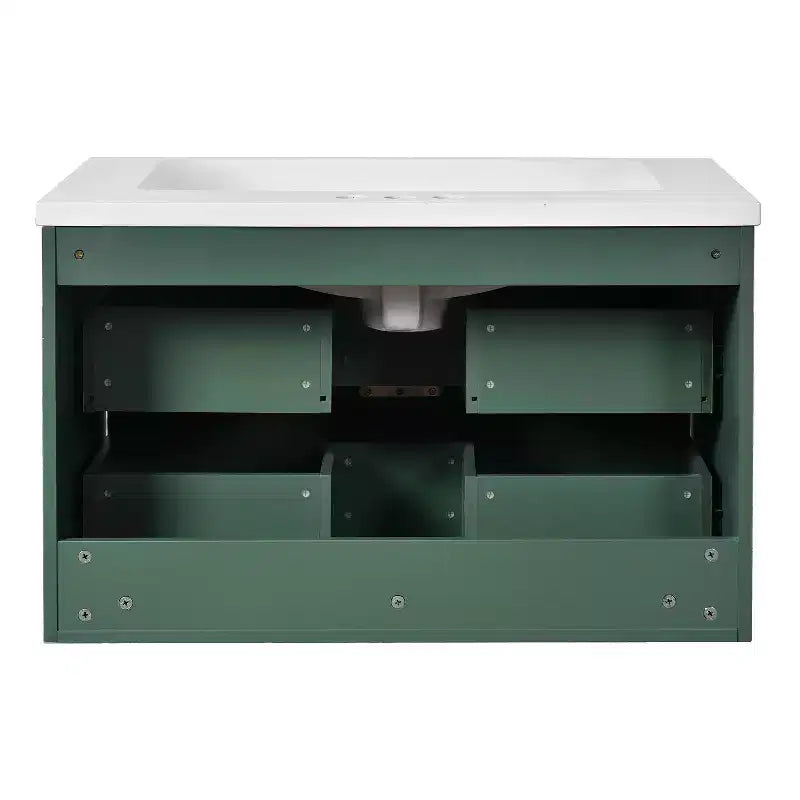 Mobile bagno da 30 pollici con lavabo, armadietto da bagno con cassetti salvaspazio, verde