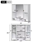 Mobiletto da bagno 35" x 28" con specchio e portasciugamani, armadietto a muro da bagno, pensile in legno, armadietti dei medicinali