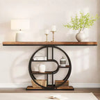 Console per ingresso, scaffali portaoggetti, tavolino stretto a 5 ripiani con scaffali rotondi, per soggiorno, corridoio, struttura in metallo a forma di o