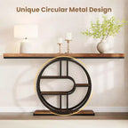 Console Table for Entryway, Storage Shelves, 5-Tier Narrow Accent Table with Circle Storage Shelves for Living Room, Hallway, o-Shaped Metal Frame