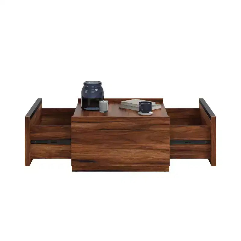 GDFStudio Tavolino da Caffè Moderno in Legno Marlow con Cassetti Contenitori