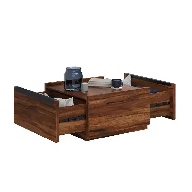 GDFStudio Tavolino da Caffè Moderno in Legno Marlow con Cassetti Contenitori