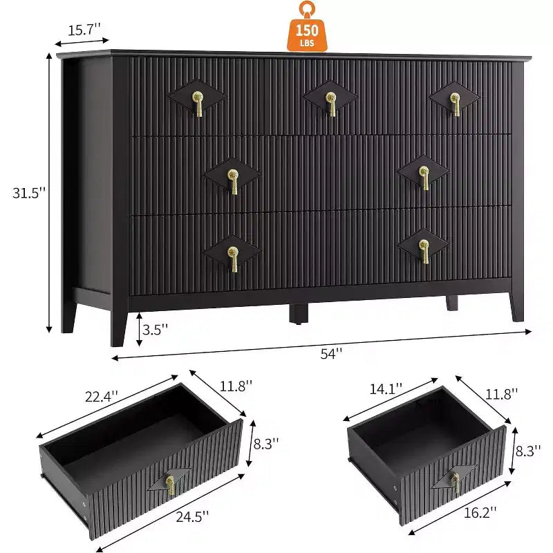 Acekool Cassettiera a 7 cassetti da 54 pollici, Mobile contenitore ampio con cassetti profondi e kit anti-ribaltamento
